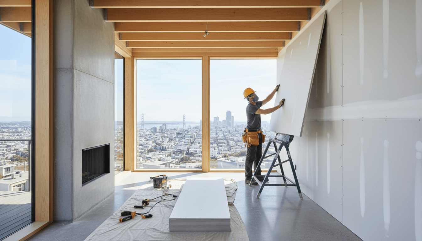 Professional drywall installation in San Francisco home