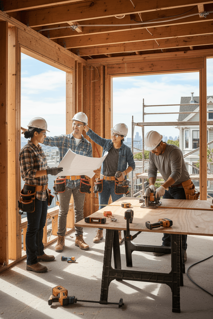 Amador's Drywall construction team at work